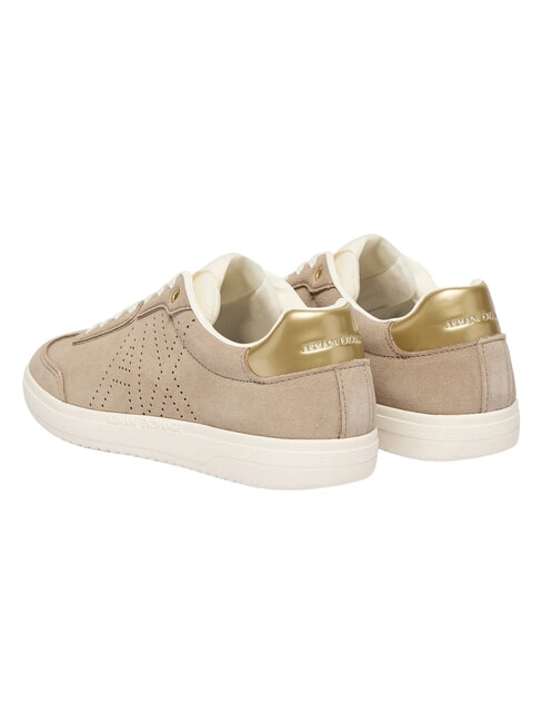 BEA Baskets en cuir sable + or p&acirc;le - Chaussures Femme