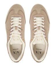 ARMANI EXCHANGE BEA Baskets en cuir sable + or p&acirc;le - Chaussures Femme - 4