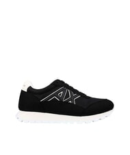 ARMANI EXCHANGE DROP MICROSUEDE Baskets avec logo lat&eacute;ral noir + blanc cass&eacute; - Chaussures Femme - 2