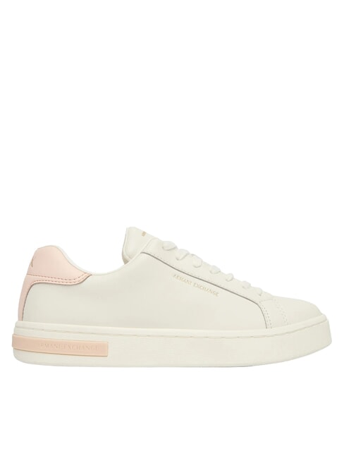 A|X Baskets en cuir blanc cass&eacute; + rose sal&eacute; - Chaussures Femme