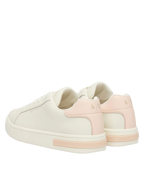 A|X Baskets en cuir blanc cass&eacute; + rose sal&eacute; - Chaussures Femme