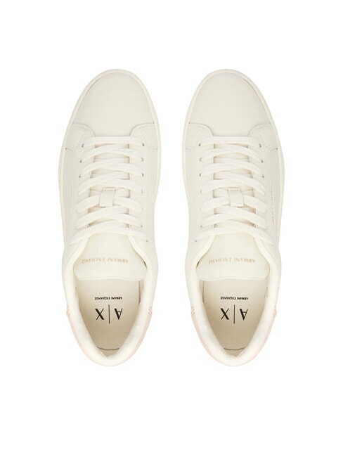A|X Baskets en cuir blanc cass&eacute; + rose sal&eacute; - Chaussures Femme
