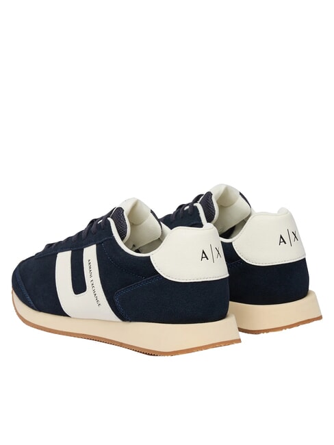 ROUND Baskets en cuir bleu marine fonc&eacute; + blanc cass&eacute; - Chaussures Homme