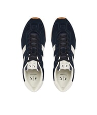 ARMANI EXCHANGE ROUND Baskets en cuir bleu marine fonc&eacute; + blanc cass&eacute; - Chaussures Homme - 4