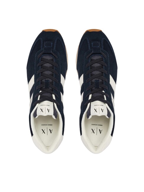 ROUND Baskets en cuir bleu marine fonc&eacute; + blanc cass&eacute; - Chaussures Homme