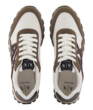 ARMANI EXCHANGE DROP MICROSUEDE Baskets avec logo contrast&eacute; musc + blanc cass&eacute; - Chaussures Homme - 4