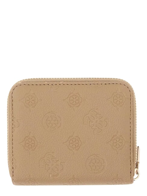 ELLA portefeuille compact &agrave; fermeture &eacute;clair logo beige - Portefeuilles Femme