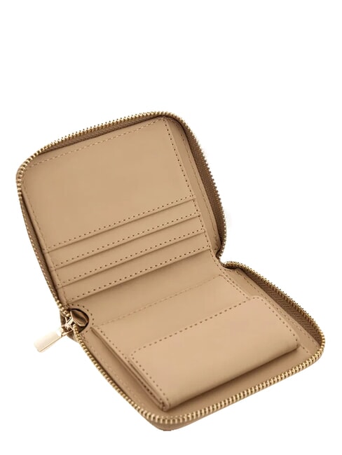 ELLA portefeuille compact &agrave; fermeture &eacute;clair logo beige - Portefeuilles Femme