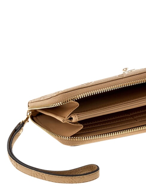 ELLA Grand portefeuille zipp&eacute; logo beige - Portefeuilles Femme