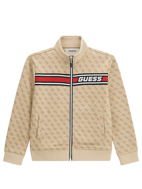 KIDS ACTIVE Sweat-shirt &agrave; fermeture &eacute;clair int&eacute;grale 4g aop beige blanc - B&eacute;b&eacute; Sweat