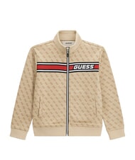 GUESS KIDS ACTIVE Sweat-shirt &agrave; fermeture &eacute;clair int&eacute;grale 4g aop beige blanc - B&eacute;b&eacute; Sweat - 4
