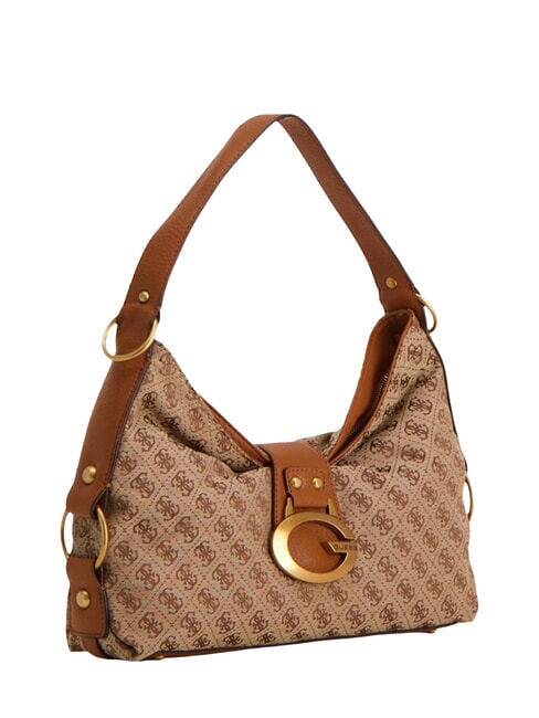 CAMDEN 4G Sac bandouli&egrave;re, imprim&eacute; int&eacute;gral logo lait/cognac - Sacs pour Femme