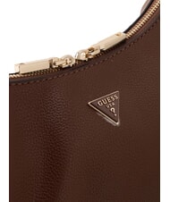 GUESS PETRA Grand sac bandouli&egrave;re Chocolat - Sacs pour Femme - 3