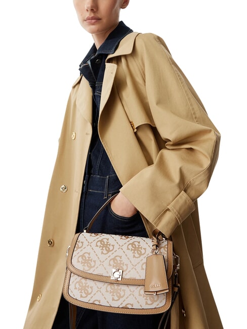 AUDREY                                   Sac &agrave; main avec bandouli&egrave;re logo beige - Sacs pour Femme