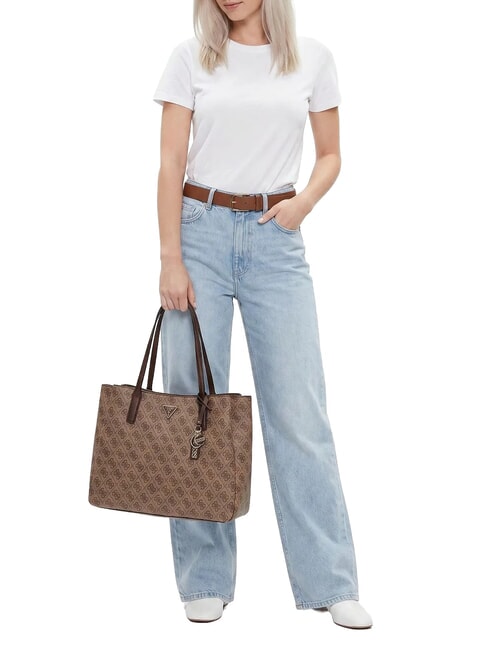 NOELLE 2 4G sac bandouli&egrave;re logo latte / marron - Sacs pour Femme