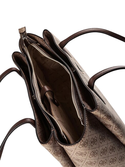NOELLE 2 4G sac bandouli&egrave;re logo latte / marron - Sacs pour Femme