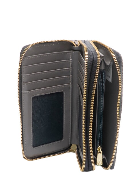 PLANETARIUM Grand portefeuille &agrave; double zip aquarelle sauvage/ taupe fonc&eacute; - Portefeuilles Femme