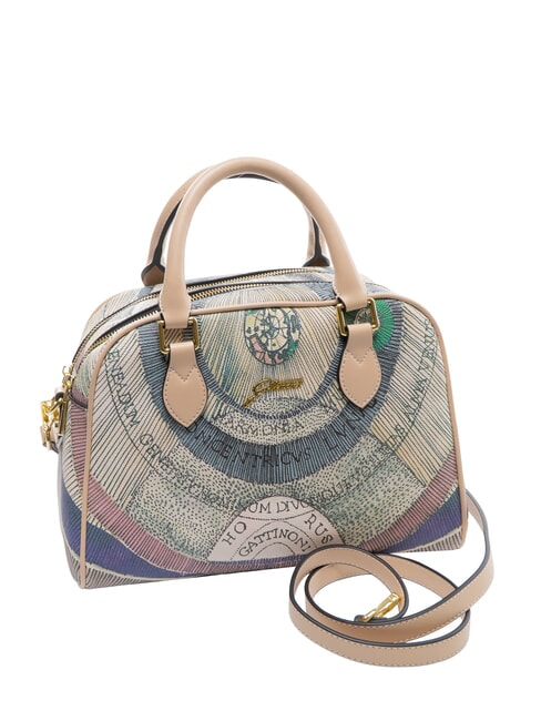 PLANETARIUM Sac d&ocirc;me moyen avec bandouli&egrave;re aquarelle/beige - Sacs pour Femme
