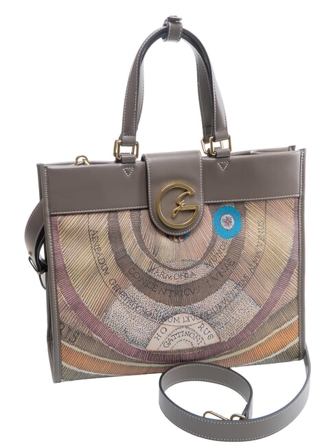 PLANETARIUM Sac &agrave; main avec bandouli&egrave;re aquarelle sauvage/ taupe fonc&eacute; - Sacs pour Femme