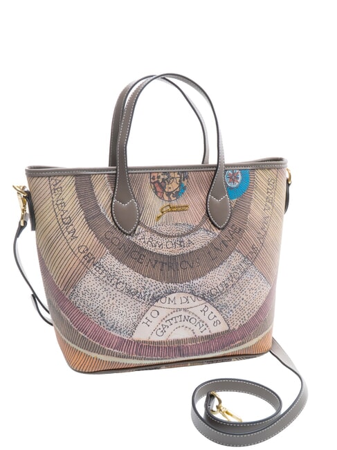 PLANETARIUM Sac &agrave; main avec bandouli&egrave;re aquarelle sauvage/ taupe fonc&eacute; - Sacs pour Femme