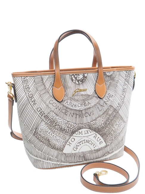 PLANETARIUM Sac &agrave; main avec bandouli&egrave;re encre s&eacute;pia/beige clair - Sacs pour Femme