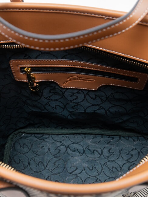 PLANETARIUM Sac &agrave; main avec bandouli&egrave;re encre s&eacute;pia/beige clair - Sacs pour Femme