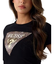 GUESS SNAKE TRIANGLE T-shirt &agrave; manches courtes jetbla - T-shirt - 4