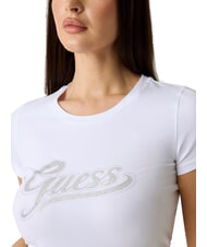 GUESS GLITTER LOGO T-shirt &agrave; manches courtes et &agrave; paillettes blanc pur - T-shirt - 4