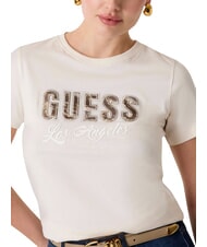 GUESS SNAKE SCRIPT T-shirt &agrave; manches courtes, pur coton cremwhi - T-shirt - 4