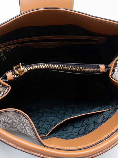 PLANETARIUM Sac &agrave; main avec bandouli&egrave;re encre s&eacute;pia/beige clair - Sacs pour Femme