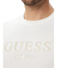 GUESS LOGO T-shirt &agrave; manches courtes, pur coton blanc pur - T-shirt - 4
