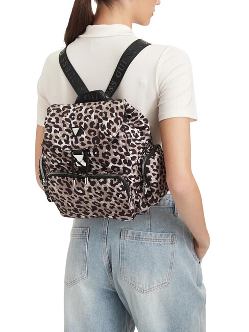 GIRL ALLOVER Sac &agrave; dos multipoches cours &agrave; imprim&eacute; l&eacute;opard - Sacs pour Femme