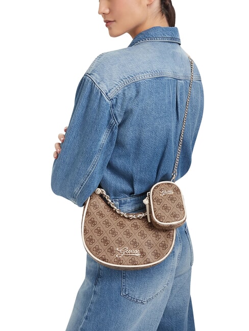 GIRL Sac bandouli&egrave;re avec cha&icirc;ne 4g aop beige blanc - Sacs pour Femme