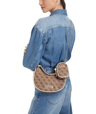 GUESS GIRL Sac bandouli&egrave;re avec cha&icirc;ne 4g aop beige blanc - Sacs pour Femme - 2