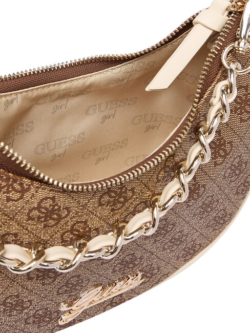 GIRL Sac bandouli&egrave;re avec cha&icirc;ne 4g aop beige blanc - Sacs pour Femme