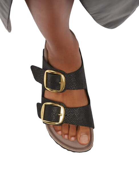 ARIZONA BIG BUCKLE pantoufle sandale python noir - Chaussures Femme
