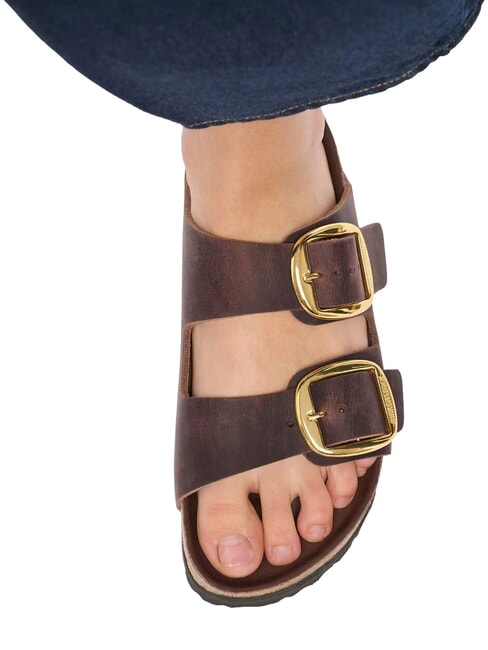 ARIZONA BIG BUCKLE HEX pantoufle sandale en cuir huil&eacute; La Habana - Chaussures Femme