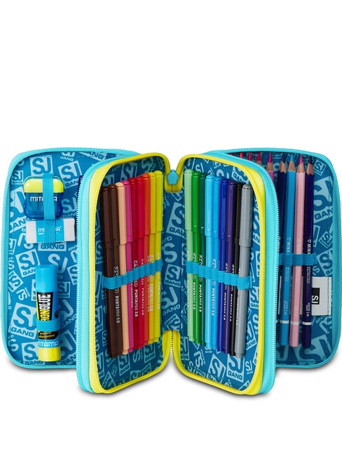 METAL DRAGON BOY Trousse &agrave; crayons avec kit scolaire bleu jacinthe turquoise - &Eacute;tuis et Accessoires
