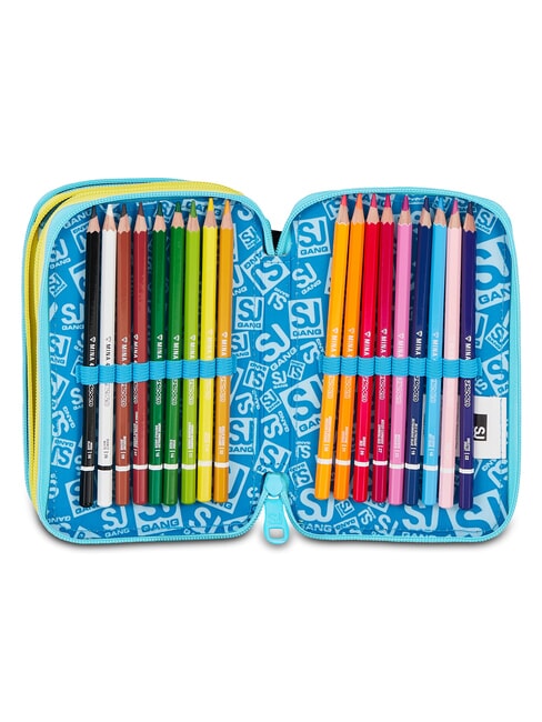 METAL DRAGON BOY Trousse &agrave; crayons avec kit scolaire bleu jacinthe turquoise - &Eacute;tuis et Accessoires