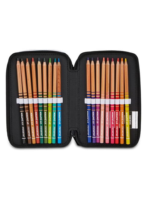WE ARE YOUTH Trousse &agrave; crayons avec kit scolaire Noir - &Eacute;tuis et Accessoires