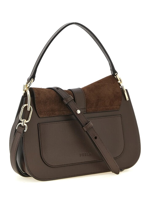 FLOW Sac &agrave; main avec bandouli&egrave;re tons chocolat - Sacs pour Femme