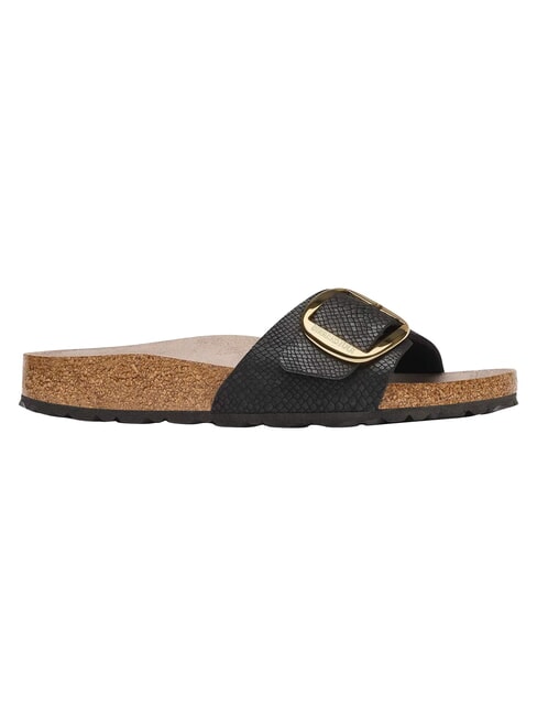MADRID BIG BUCKLE sandales &agrave; une seule bride python noir - Chaussures Femme