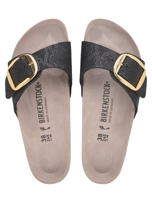 MADRID BIG BUCKLE sandales &agrave; une seule bride python noir - Chaussures Femme
