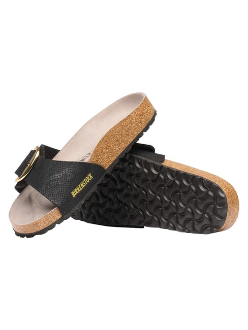 MADRID BIG BUCKLE sandales &agrave; une seule bride python noir - Chaussures Femme