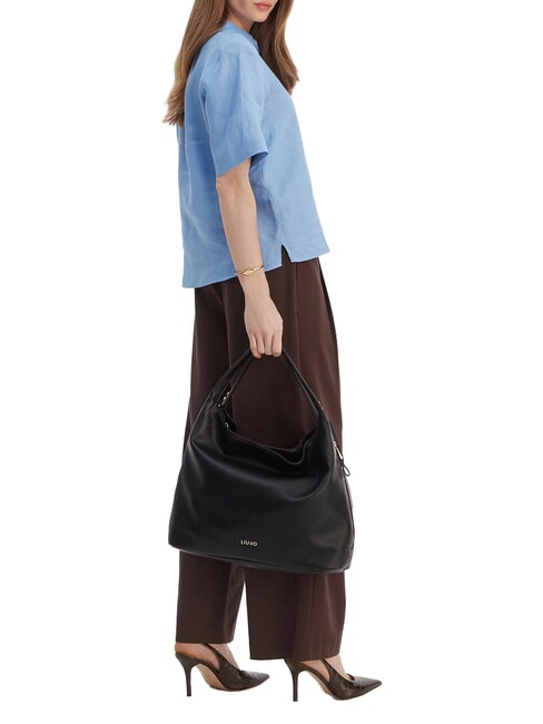 KALISKA Sac cabas avec bandouli&egrave;re NOIR - Sacs pour Femme