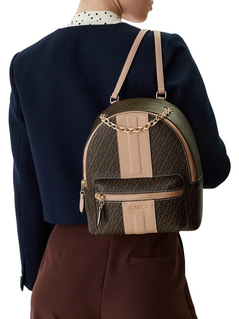 EMATITE Sac &agrave; dos avec poche avant brun fonc&eacute;/poudre fonc&eacute;e - Sacs pour Femme