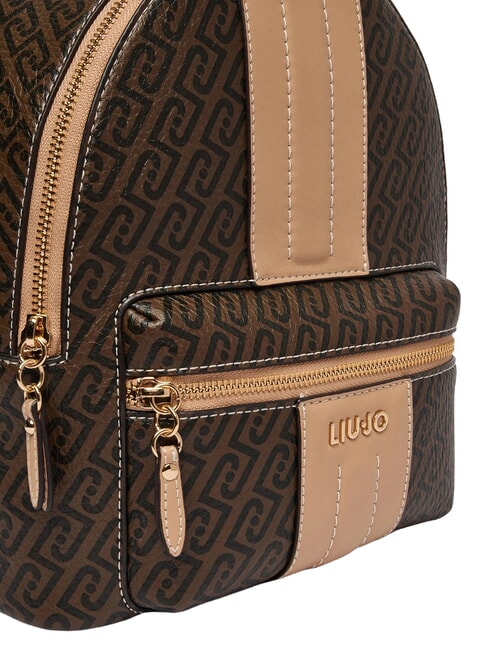 EMATITE Sac &agrave; dos avec poche avant brun fonc&eacute;/poudre fonc&eacute;e - Sacs pour Femme
