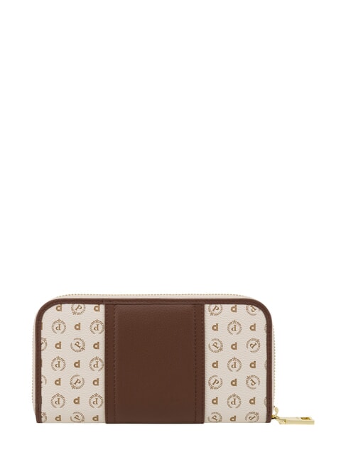 HERITAGE Grand portefeuille zipp&eacute; ivoire brun - Portefeuilles Femme
