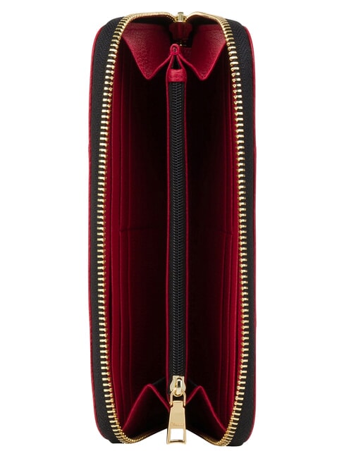 HERITAGE Grand portefeuille zipp&eacute; noir rouge - Portefeuilles Femme