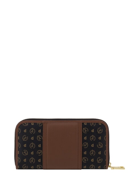 HERITAGE Grand portefeuille zipp&eacute; brun noir - Portefeuilles Femme